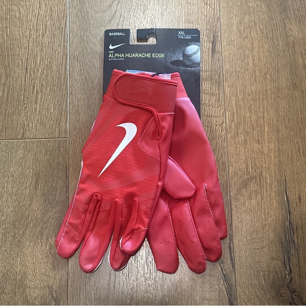 Red & White Nike Alpha Huarache Edge Baseball Batting Gloves size XXL XX-Large